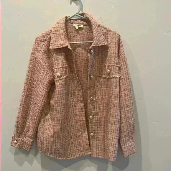 ANDREE BY UNIT Tops - Pink Textured Women's shirt shacket